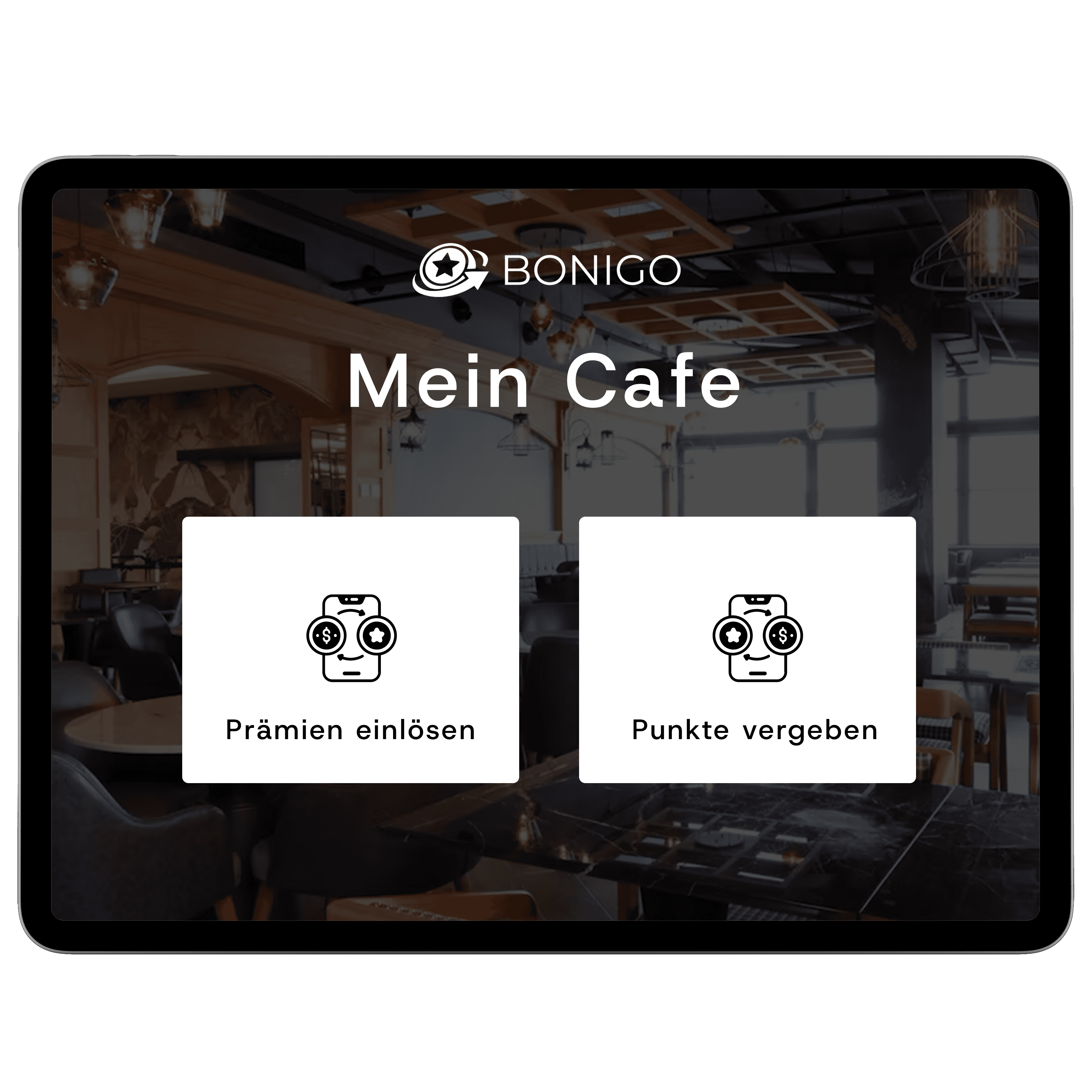 Bonigo Terminal – iPad mit Mein Cafe Oberfläche